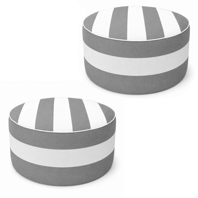 2 Pack Outdoor Inflatable Ottoman 21"x21"x9", Fade-Resistant Patio Footrest Stool with Carry Handle, Portable Pouf for Patio, Garden, Camping and Indoor Use-Teal and Grey Dahlia