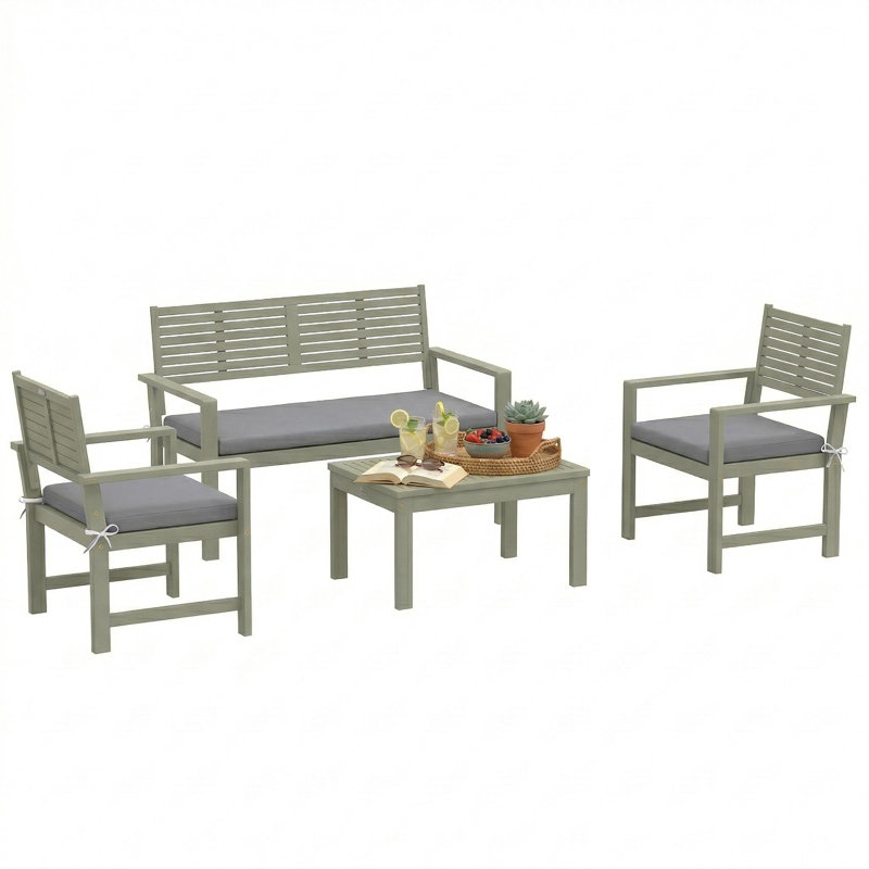 Garden Sofa Set, Grey Cushion/Grey Frame