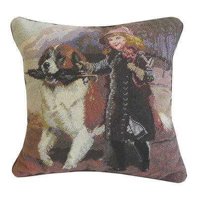 Off To School Needlepoint Throw Pillow