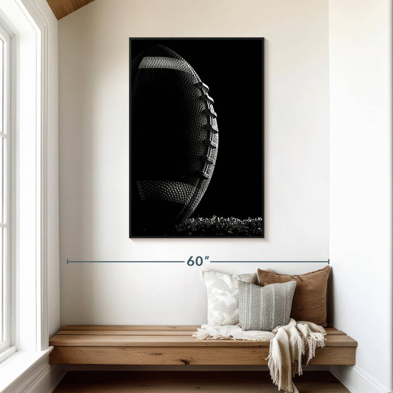 Football monochrome, 31 po x 46 po, Cadre flottant noir