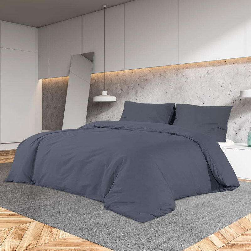 Modern & Contemporary Duvet Cover Set, Anthracite, 200 x 200 cm - 2 Pillowcases (60 x 70 cm)