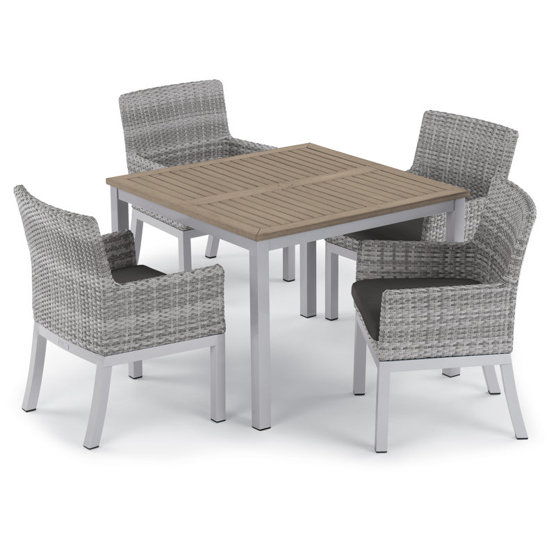 Travira Outdoor Square Dining Table, Tekwood Vintage, Flint