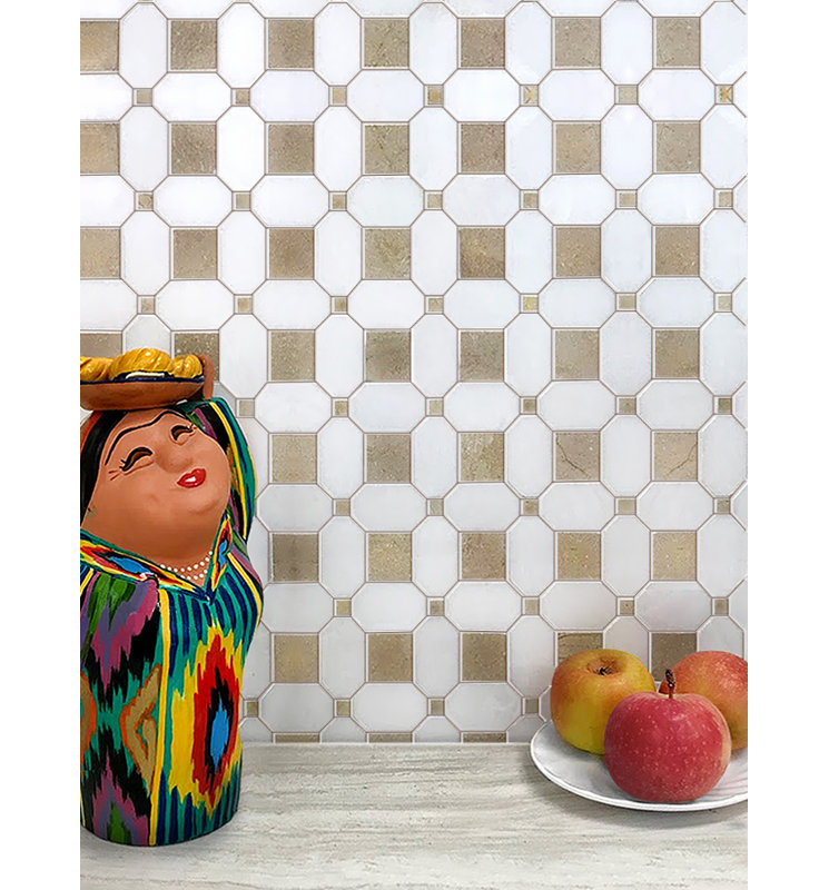 12.2" x 12.2" Mosaic Wall & Floor Tile, Crema