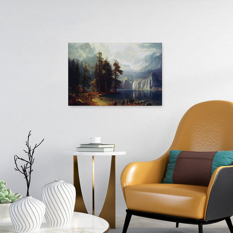 Sierra Nevada In California Classic Rustic Serene Evergreen Tree Pine Tree Forest Landscape Wall Art Print 1 Piece Wrapped Canvas Wall Art
