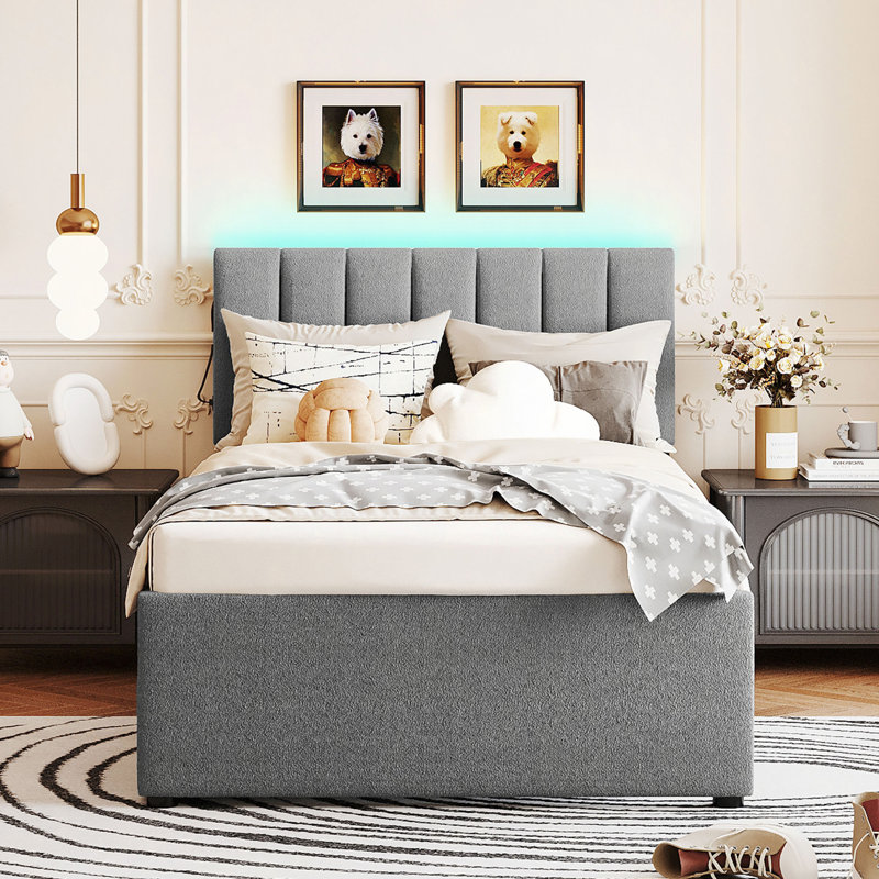 Lit plateforme tapissier Teddy