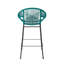 Tabouret de bar d'extérieur bleu sarcelle en faux osier, ensemble de 2