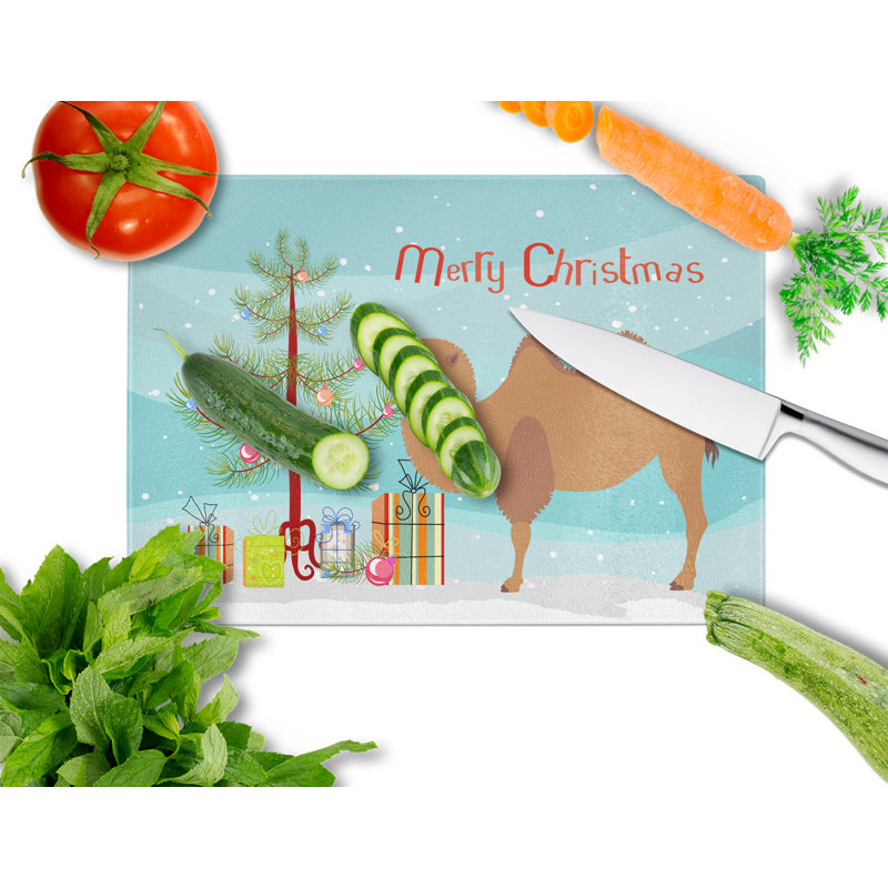 Caroline's Treasures Tempered Glass Bactrian Camel Christmas Cutting Board