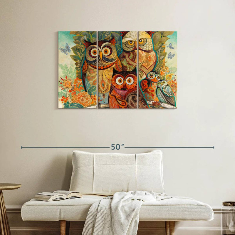 Forest Owls, 24" H x 38" W