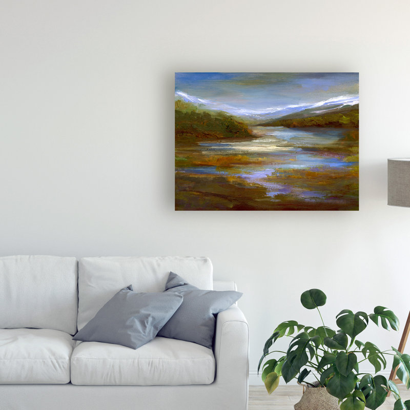 Reproduction d’art sur toile tendue, "Mountain Stream Landscape" par Sheila Finch, H 35 po x l 47 po x P 2 po