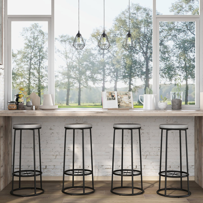 Hassan 33" Bar Stools, Coastal White