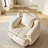 Amoban 38.00"W White Chenille Upholstered Barrel Accent Chair with Pillow, Rounded Armrests.-1479555584