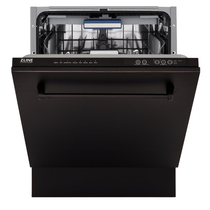 ZLINE 24" Tallac Series 3rd Rack Tall Tub Dishwasher with Stainless Steel Tub, 51dBa, Oil Rubbed Bronze