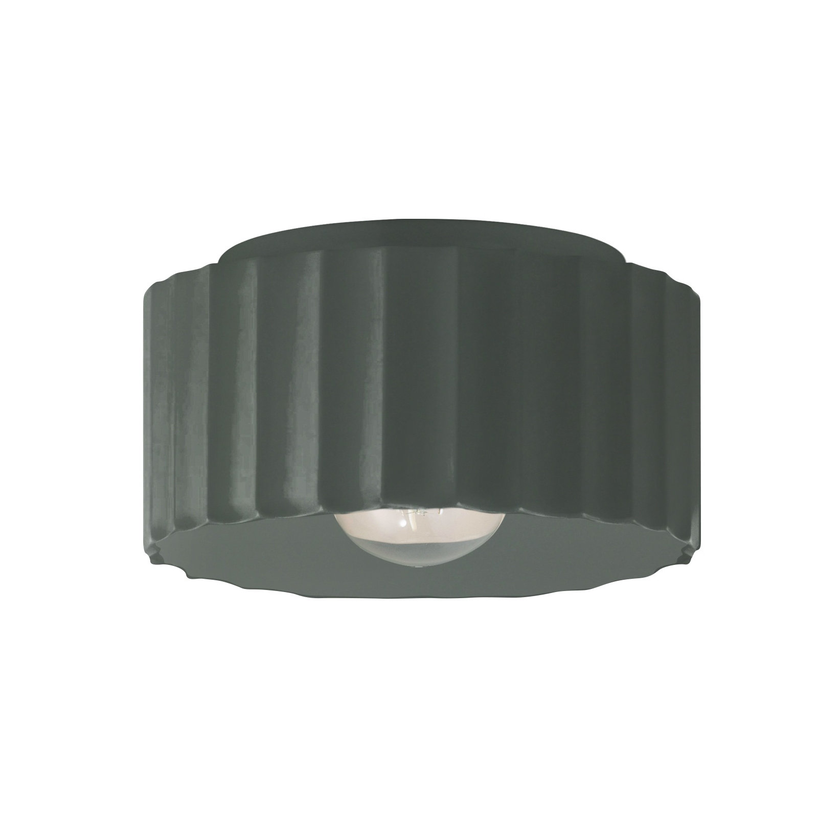 Colgate Single Light Ceramic Flush Mount, Pewter Green, 6.5" H x 10" W x 10" D