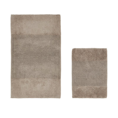 Makaylynn Premium 100% Cotton 2 Piece Bath Rug Sets with Non-Slip Backing, Machine Washable, Luxurious Solid Pattern Super Absorbent & Tufted Weave Bath Mat for Bathroom, Shower, and Tub