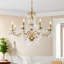 Lustre en cristal 8 lumières à intensité variable rétro avec finition dorée