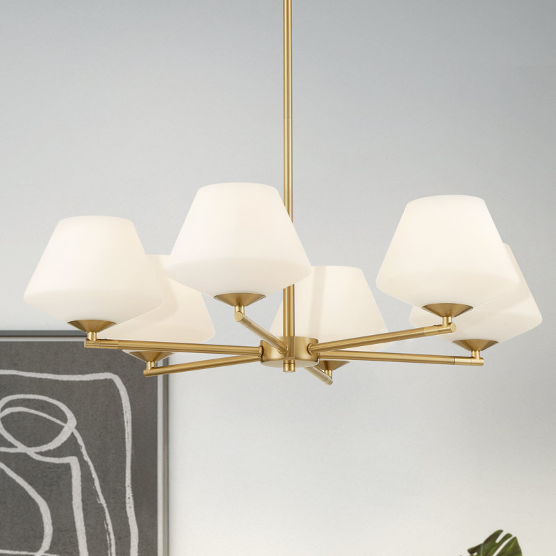 Plafonnier lustre 6 lumières Hunter Celestial Valley, Doré