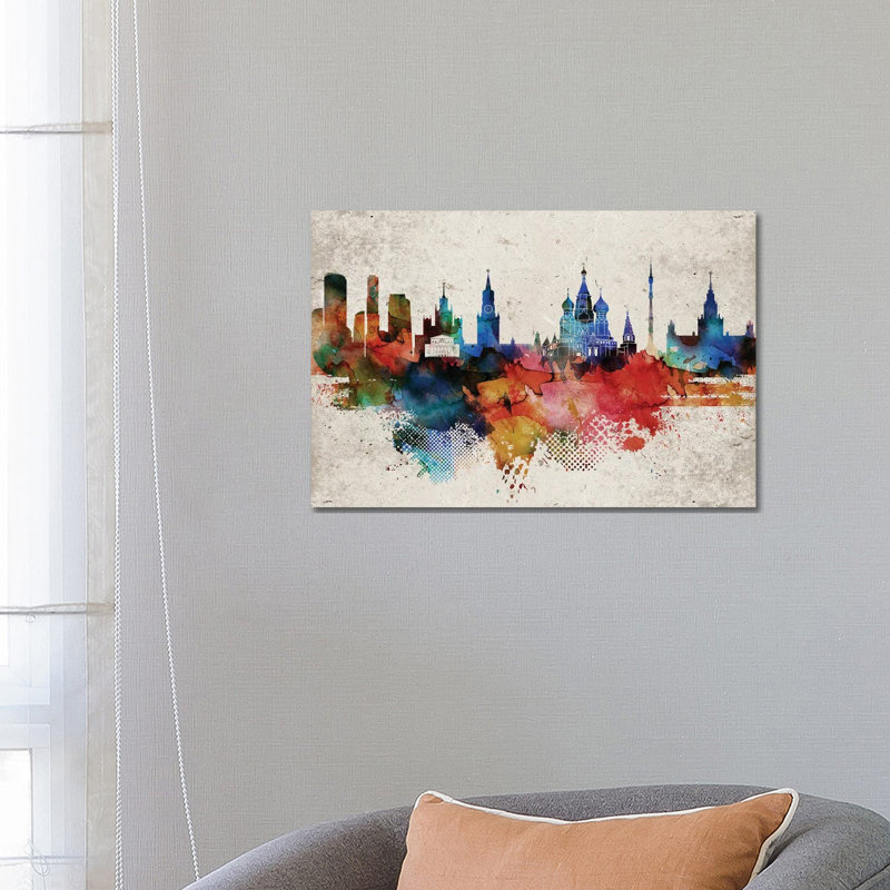 Moscow Abstract Skyline by WallDecorAddict - Wrapped Canvas Print, 66.04 cm H x 45.72 cm W
