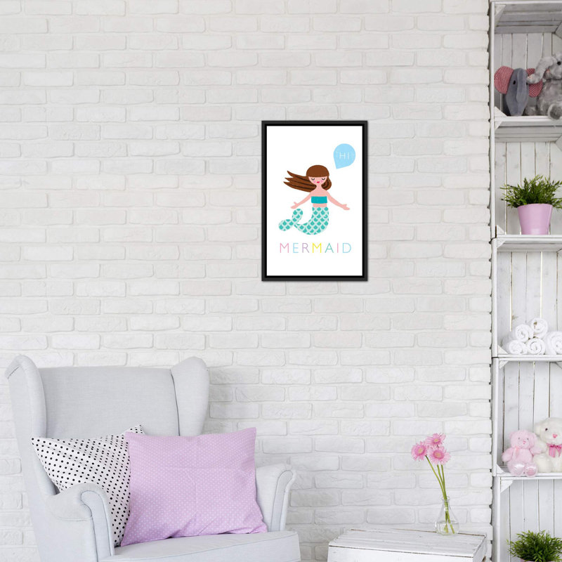 Sirène - impression d'art graphique, H 26 po x l 18 po x 1,5 po, Toile avec cadre noir patiné, Pas de tapis
