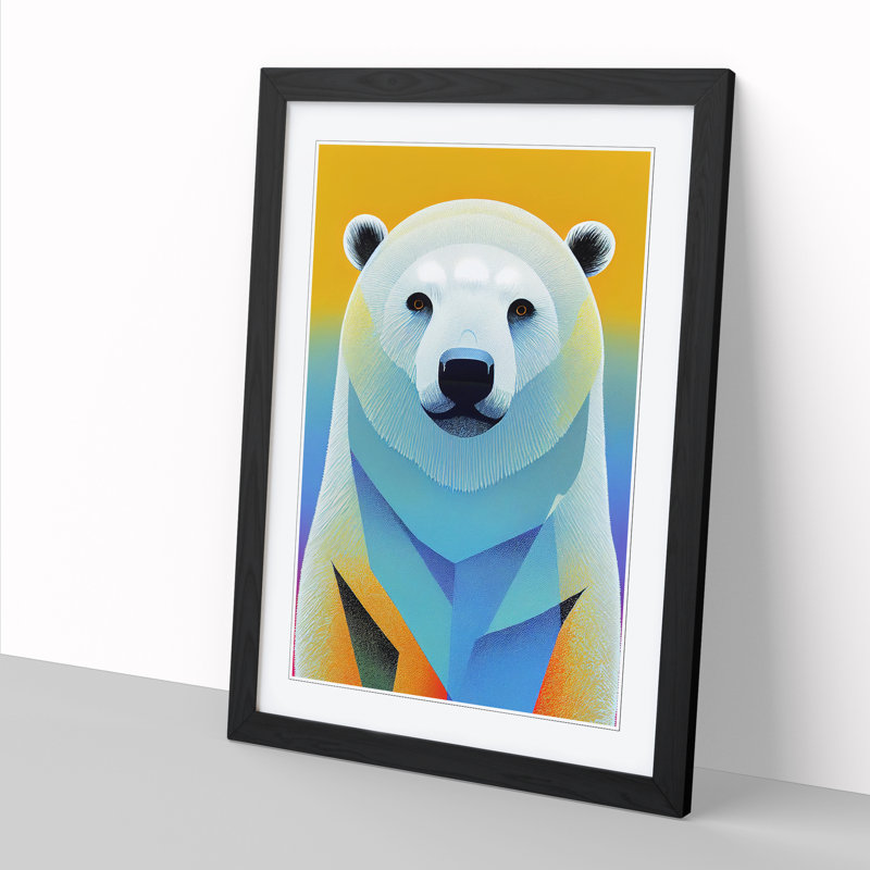 Polar Bear Painting Vol.1 - Picture Frame Print, Black, 64cm H x 46cm W x 2cm D