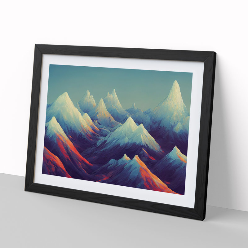 Artistic Mountains - Single Picture Frame Print, 46cm H x 64cm W x 2cm D, Black Framed