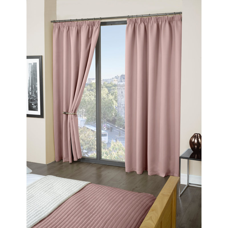 Cozine Blackout Curtain Pair, Blush Pink, 168 W x 183 D cm