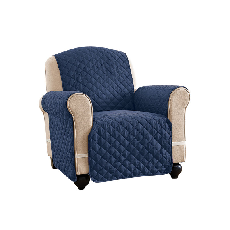 Housse pour fauteuil à coussin en T ultra réversible, 100 % polyester bleu marine
