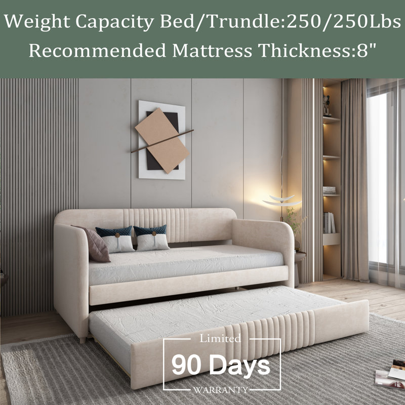 Charie Upholstered Daybed, Beige