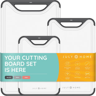 Planches à découper pour la cuisine - ensemble de 3 planches à découper en plastique, planches à découper lavables au lave-vaisselle avec rainures à jus, planches à découper épaisses pour la viande, légumes, fruits, poignée à prise facile, an