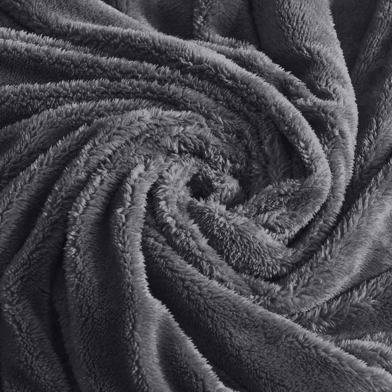 Misuzu Super Soft Reversible Sherpa Fleece Blanket, Single, Grey