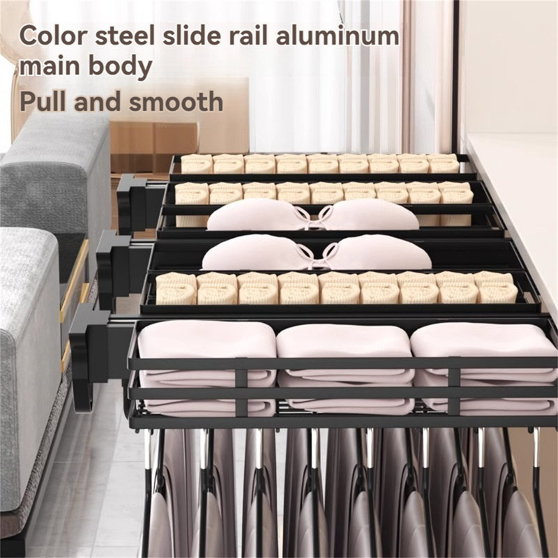 Porte-pantalons rétractable en aluminium, H 4,13 po x l 16,14 po x P 12,2 po