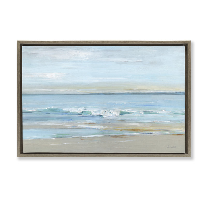 «Restless Beach Waves Abstraction», H 17 po x l 25 po, Cadre flottant orme Montalcino