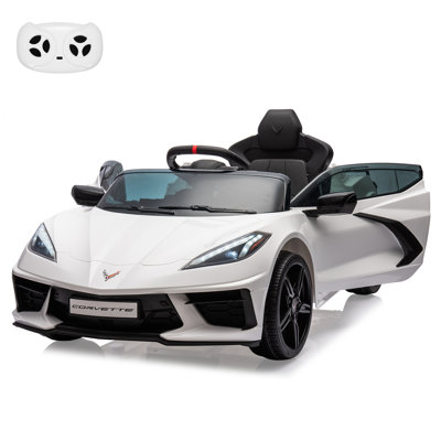 12V Electric Sports Car Ride On Toy Dual 25W Motors 45AH Battery White