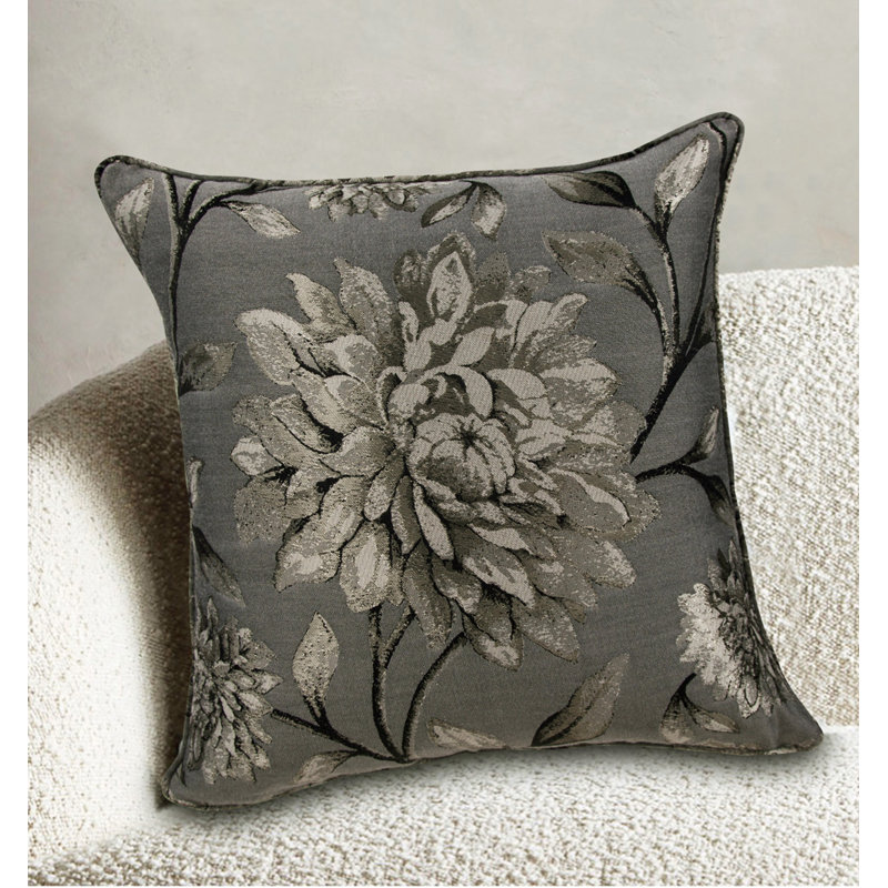 Christoval Floral Square Cushion, Pewter