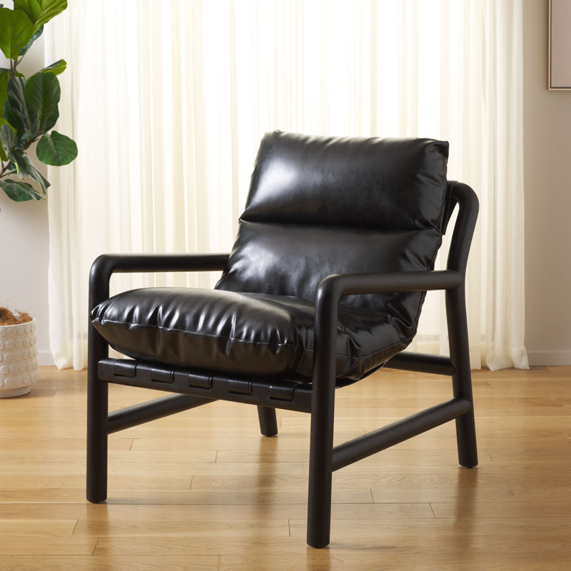 Jynna Upholstered Armchair, Black Faux Leather