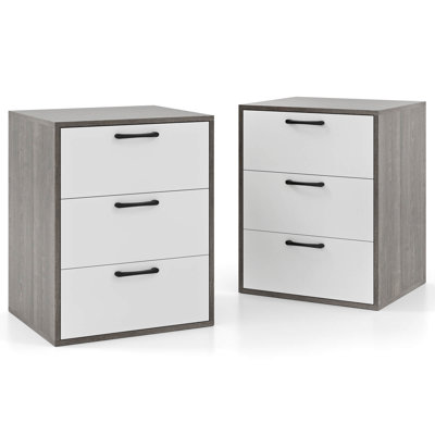 2 Pcs 3 Drawer Dresser Chest Of Drawer Storage Cabinet With Wide Storage Space by Ebern Designs