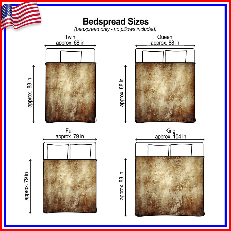 Distressed Grunge Texture Quilted Bedspread All Sizes, Twin