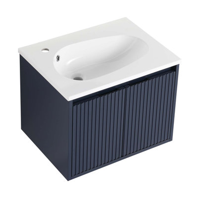 Floating Bathroom Vanity With Drop-Shaped Resin Sink