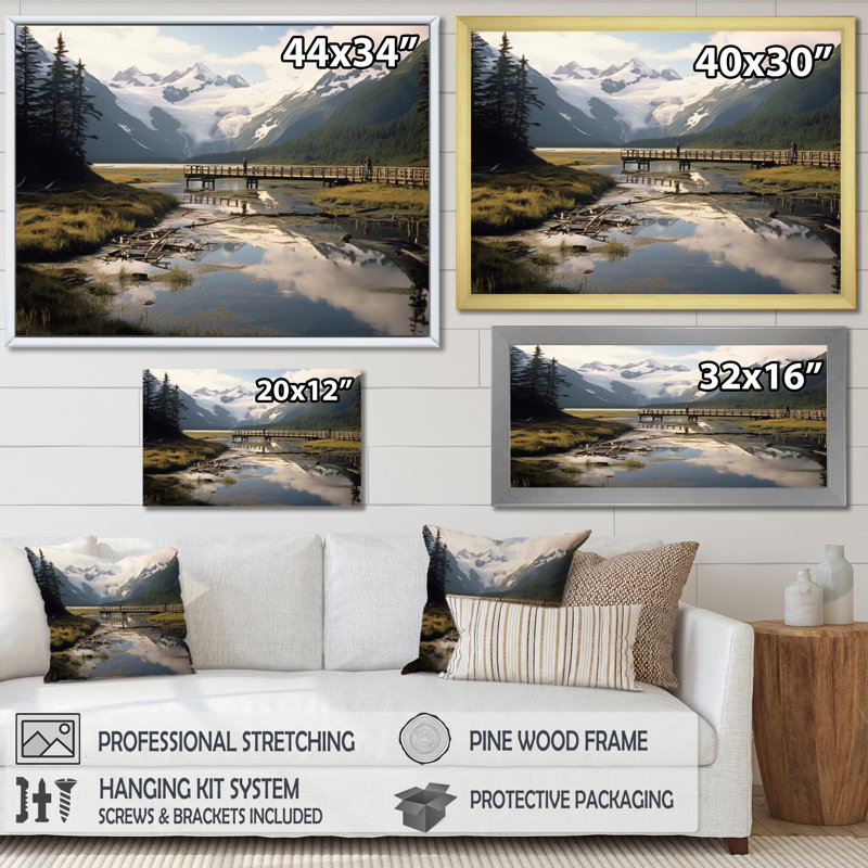 Alaska, rivière sauvage sur toile, H 12 po x l 20 po x P 1 po, Toile dorée