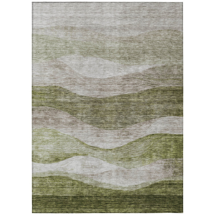 Machine Washable Indoor/Outdoor Chantille ACN1141 Green Rug