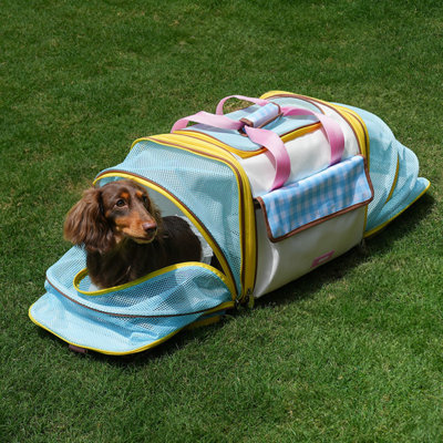  3-Panel Mesh Opening Nice Expandable Dog & Cat Travel Carrier with Side Expand Tent, Multi-Pocket, Safety Clip & Luggage Strap, Multicolor, 39.3-in