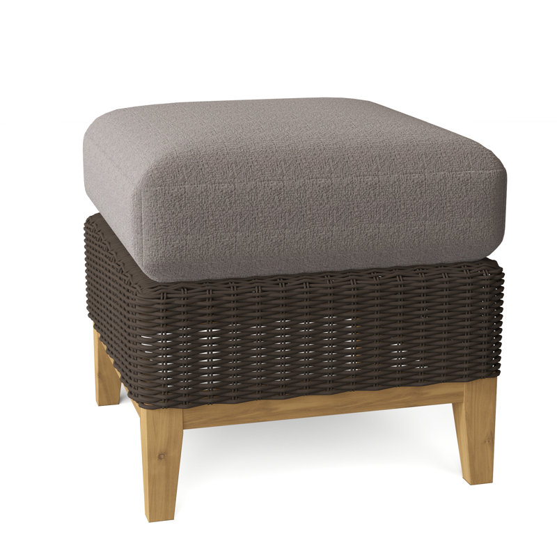 Frances Outdoor Teak Ottoman, Ash, Frances Cobblestone