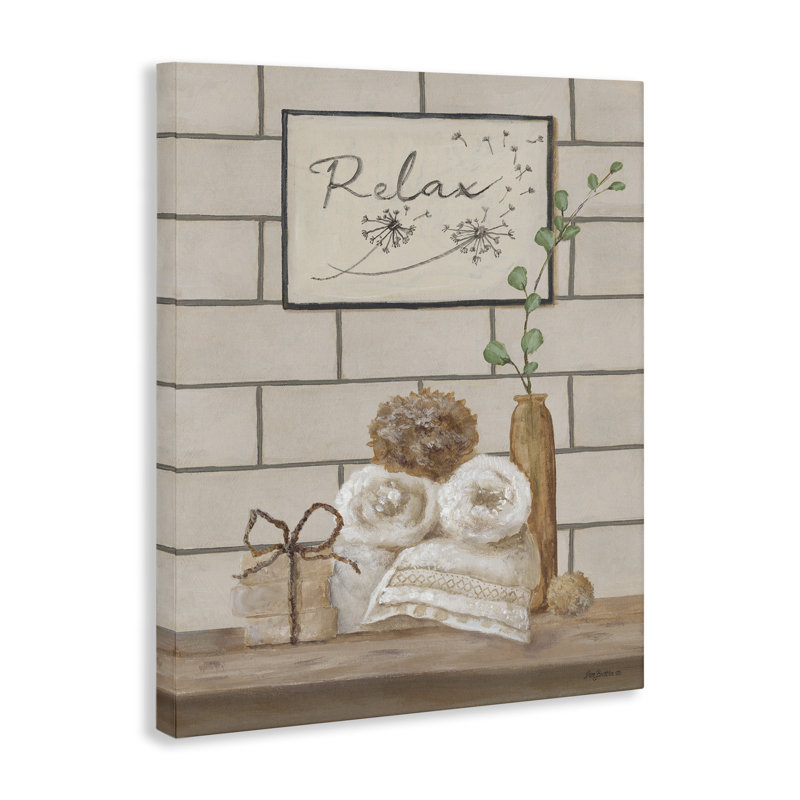 «Relax Bathroom Scene», art mural par Pam Britton, H 40 po x l 30 po