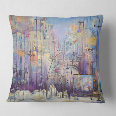 Abstract Pastel Cityscape - Modern Printed Pillow