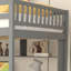 Lit mezzanine double avec bureau, tablettes de rangement et escalier, gris