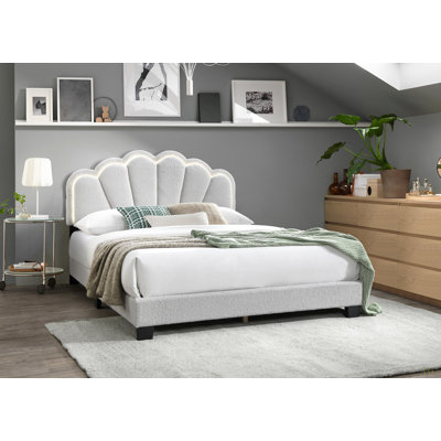 Cadre de lit plateforme en tissu d'ameublement avec tête de lit 1pc