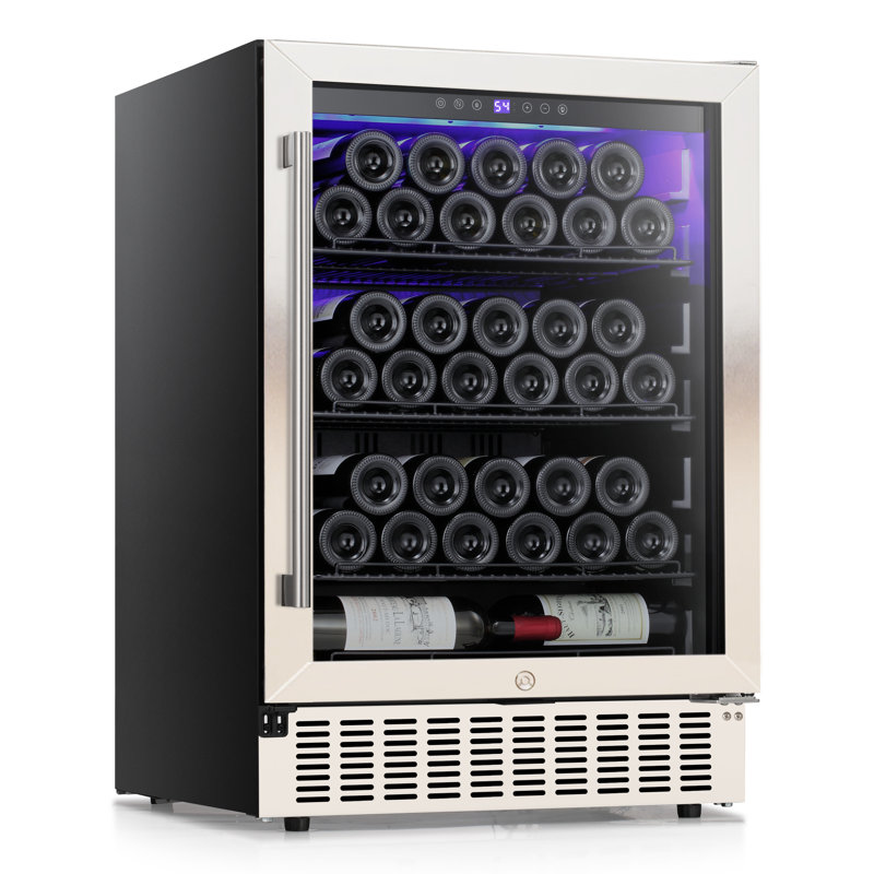 34.2'' H X 24'' W X 23.4'' D 46 Bottle and 156 Cans Single Zone Freestanding/Built-In Wine Refrigerator