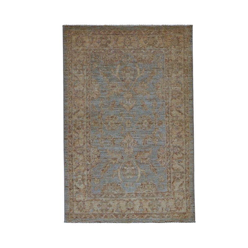 Tapis bleu / beige / brun noué à la main de haute qualité
