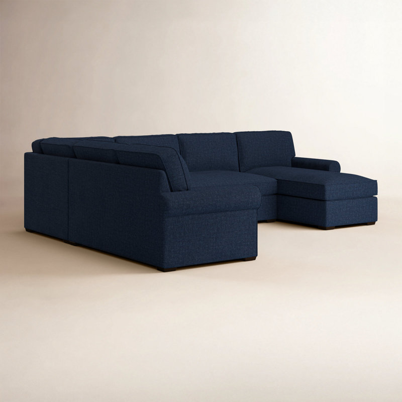 Canapé modulaire rembourré 4 pièces Porter, Orienté à droite, Velours performance bleu encre Bella