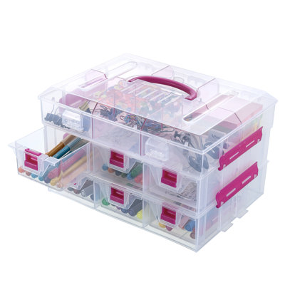 Contenant de fournitures empilable Pink Arts and Crafts