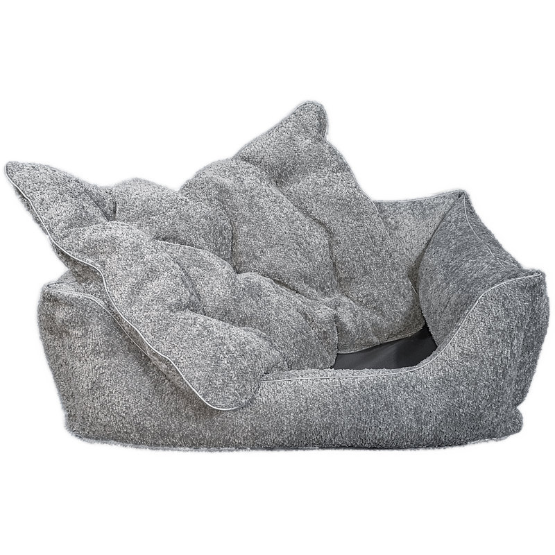 Orthopedic Polyester Pet Bed, Grey/Brown/Blue, Small (70cm W x 50cm D x 25cm H)